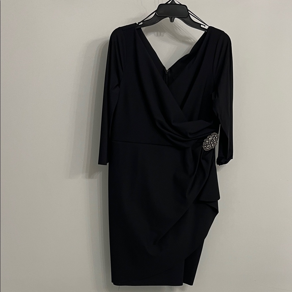 Alex Evenings Black Long Sleeve Dress with Embellishment